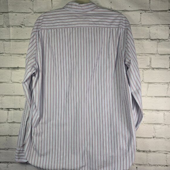 J. CREW MENS BUTTON DOWN LONG SLEEVE SHIRT BLUE STRIPED WHITE CUFF SIZE LARGE - Picture 5 of 7